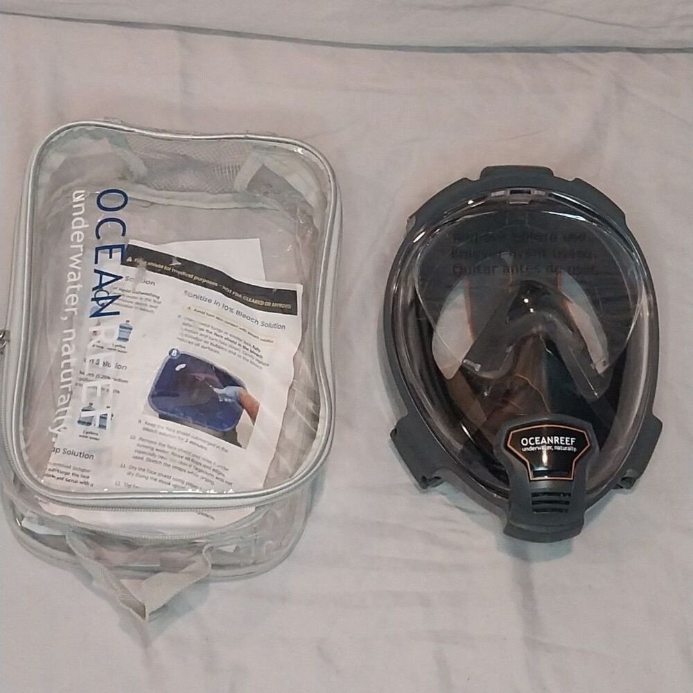 Ocean Reef Snorkel Kits Full Face Shield Air Adapter Size M/L & Travel Bag